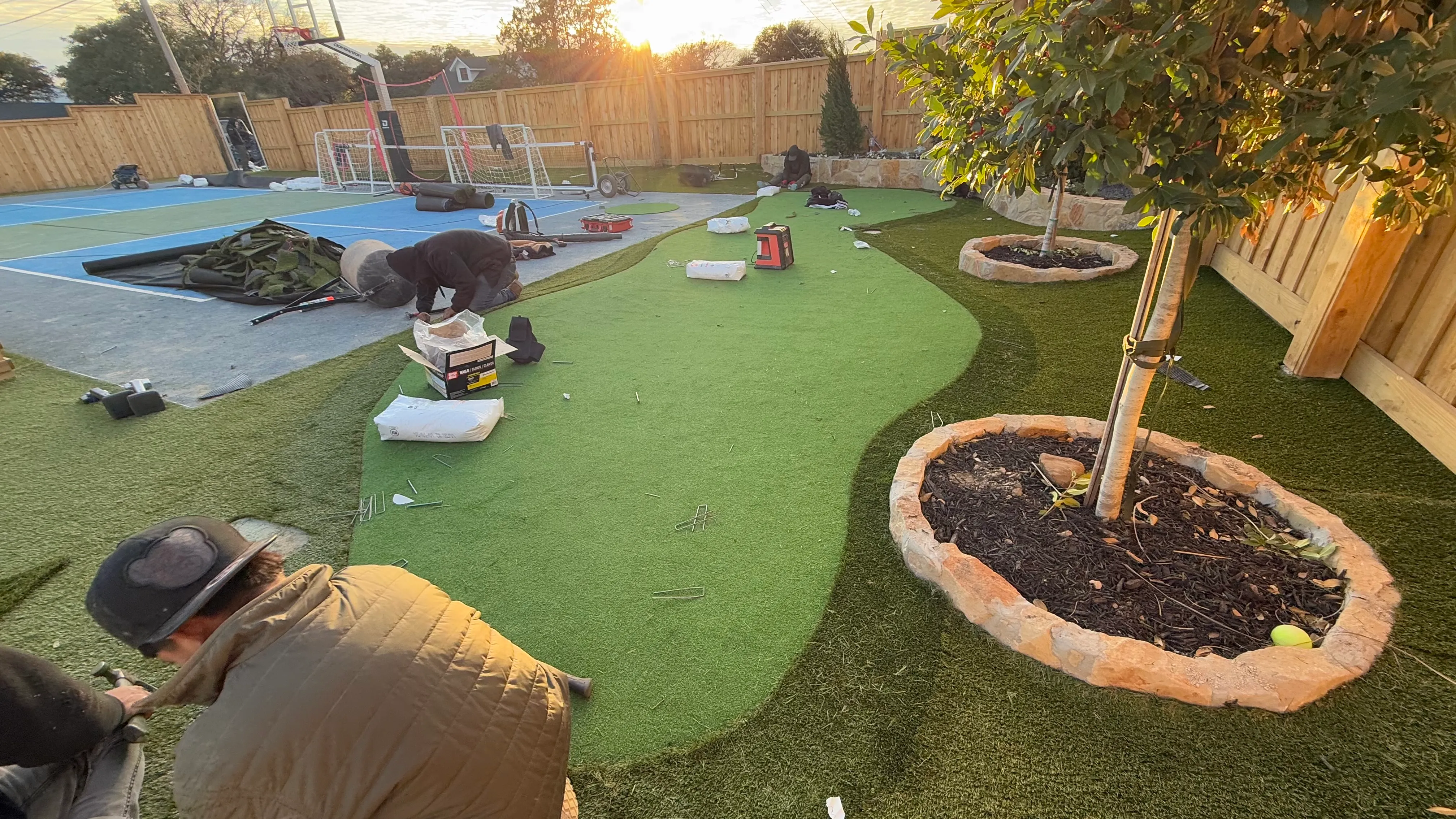 Construction 3 — Aledo Airbnb-Ready Backyard — 3,000 SF Turf + Putting Green