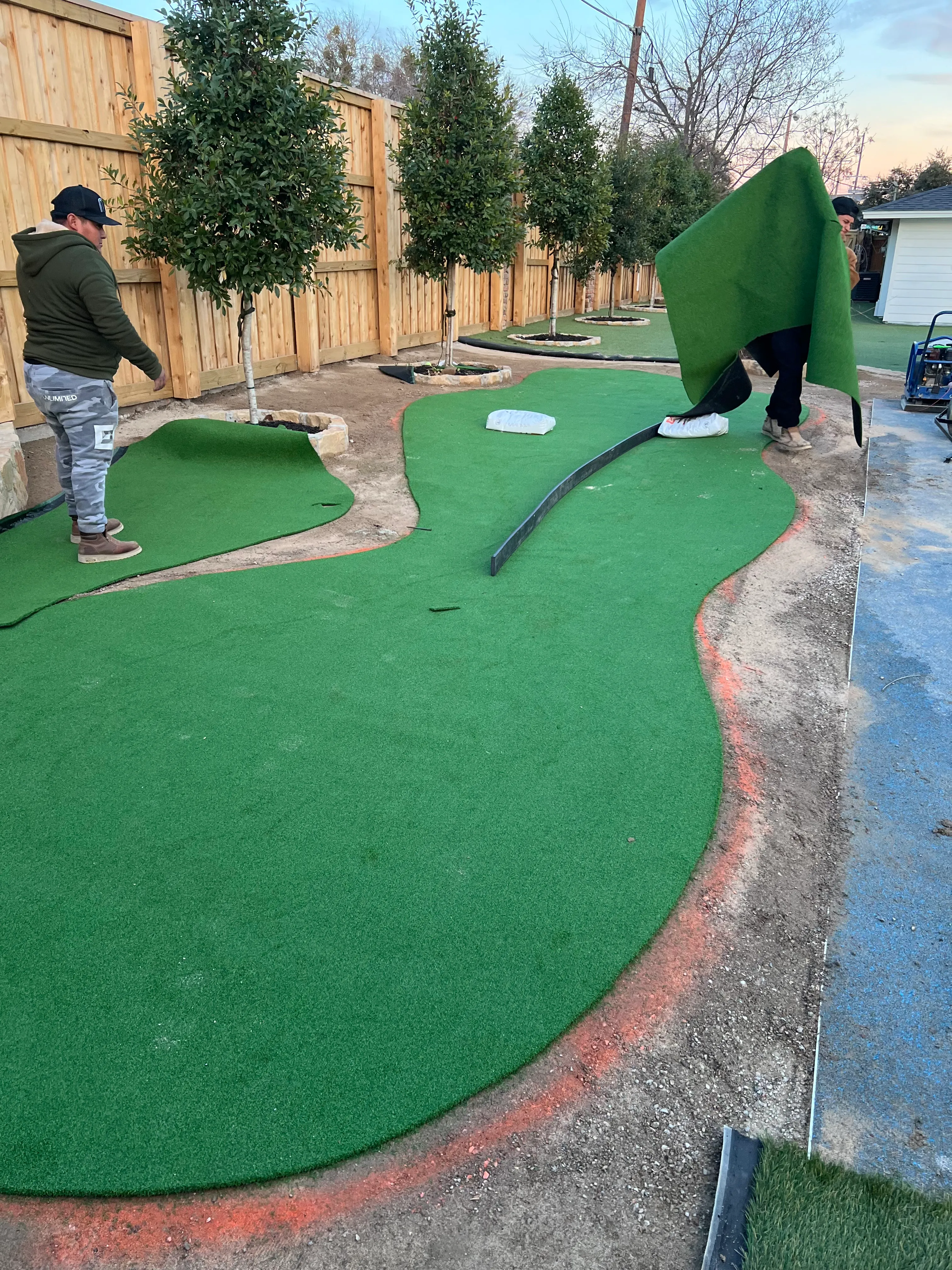 Construction 4 — Aledo Airbnb-Ready Backyard — 3,000 SF Turf + Putting Green