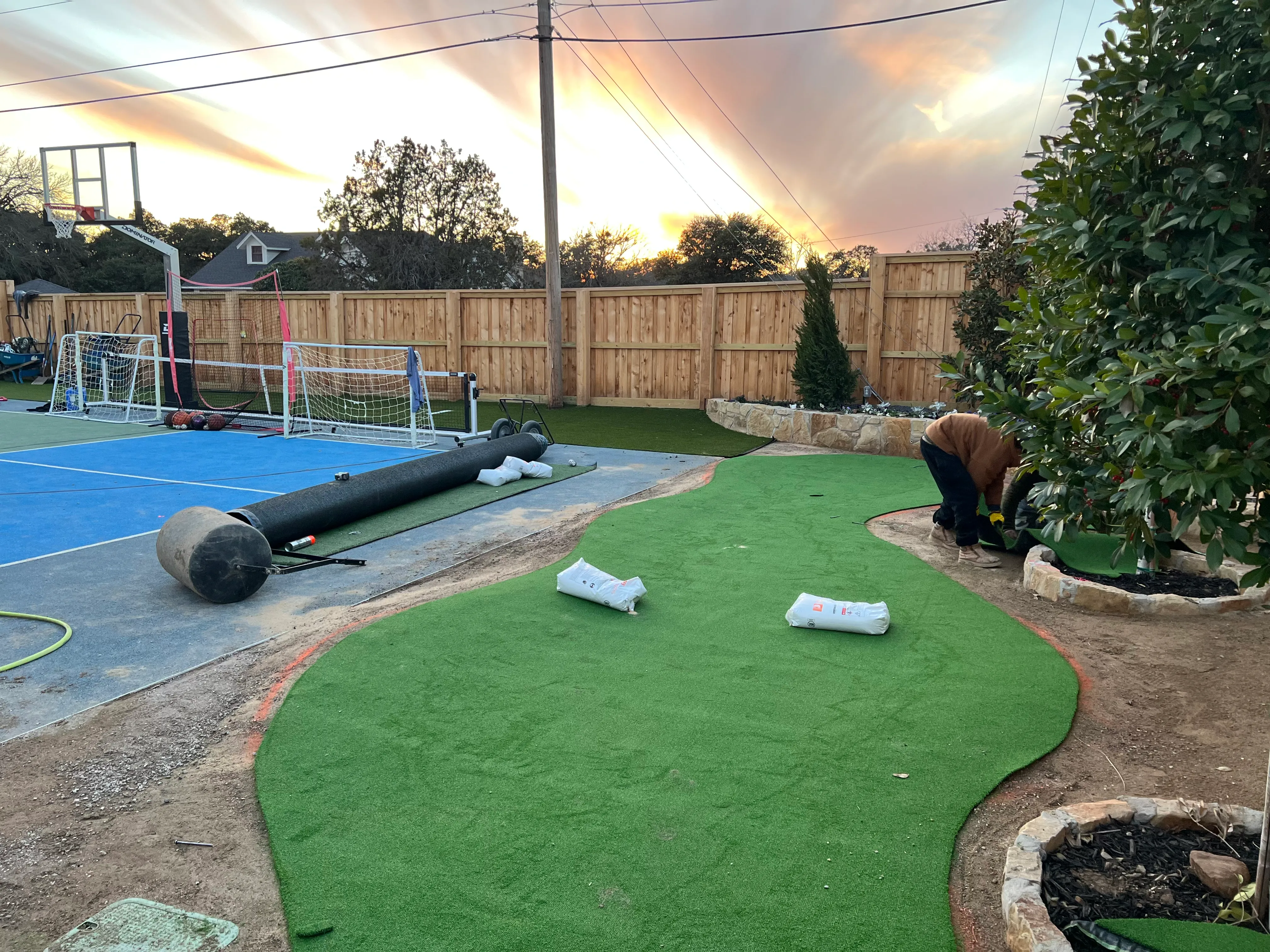 Construction 5 — Aledo Airbnb-Ready Backyard — 3,000 SF Turf + Putting Green