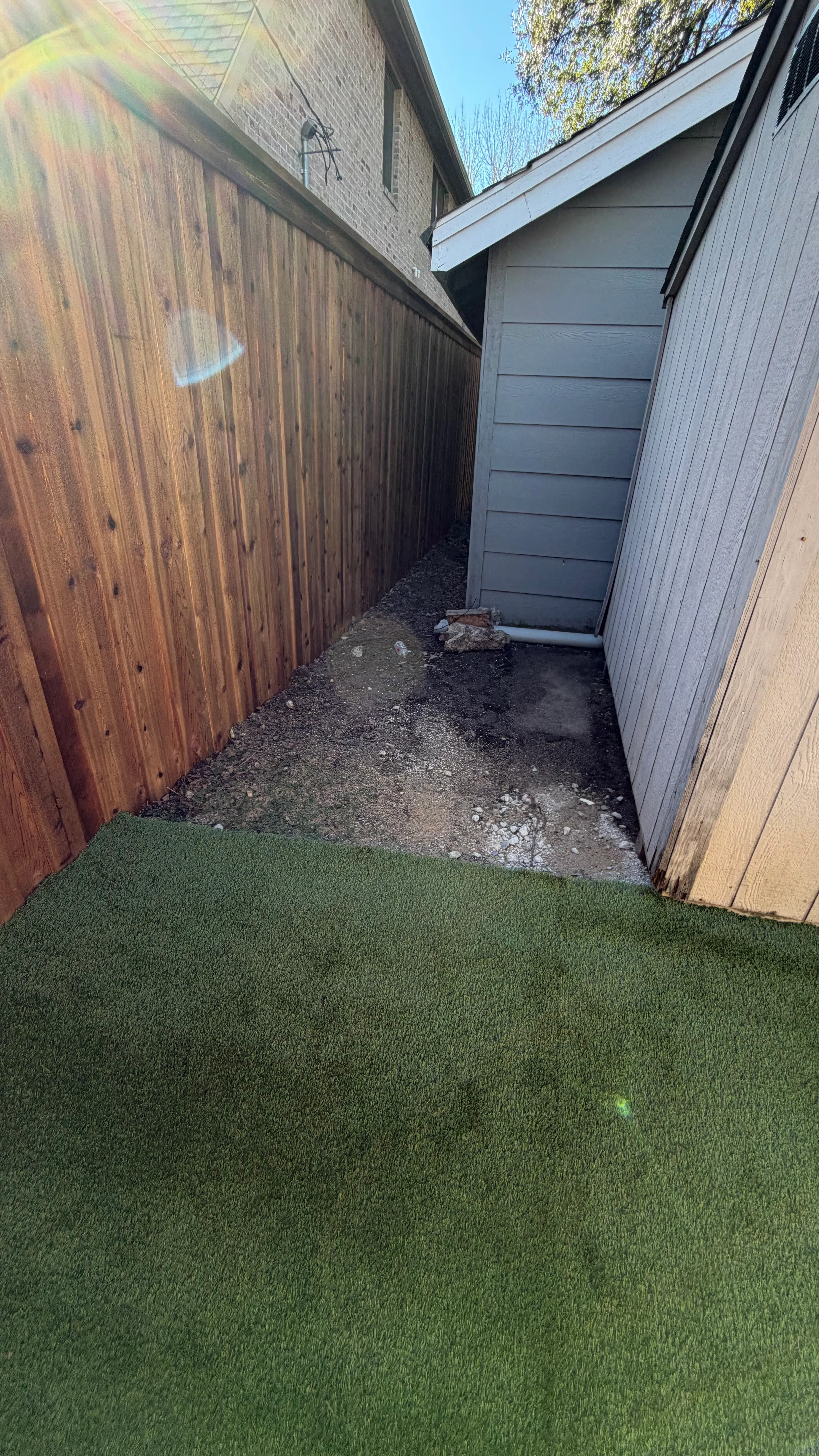 Construction 3 — Monticello front yard: 2,200 SF of turf under a mature Fort Worth tree canopy
