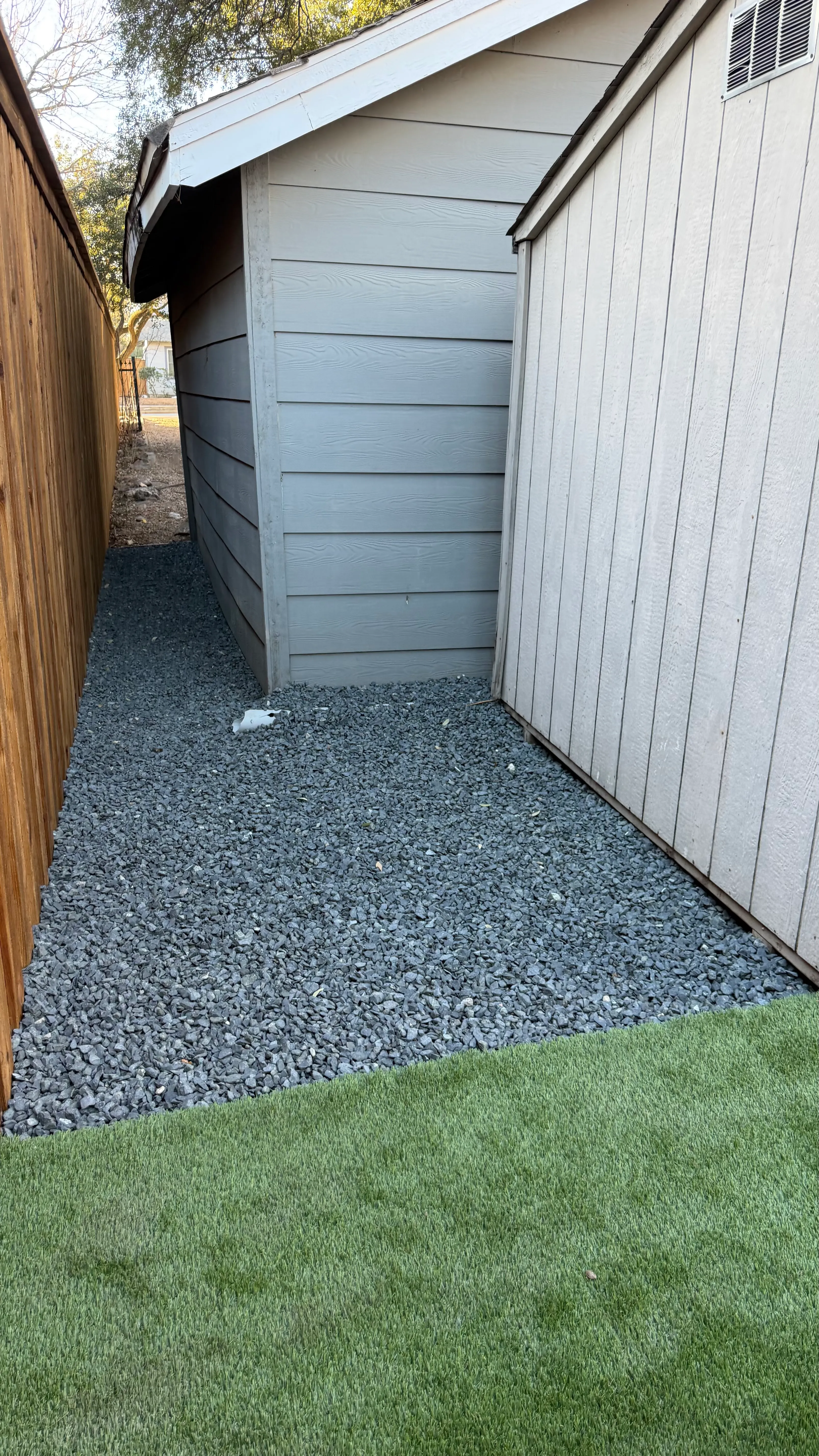 After 10 — Monticello front yard: 2,200 SF of turf under a mature Fort Worth tree canopy