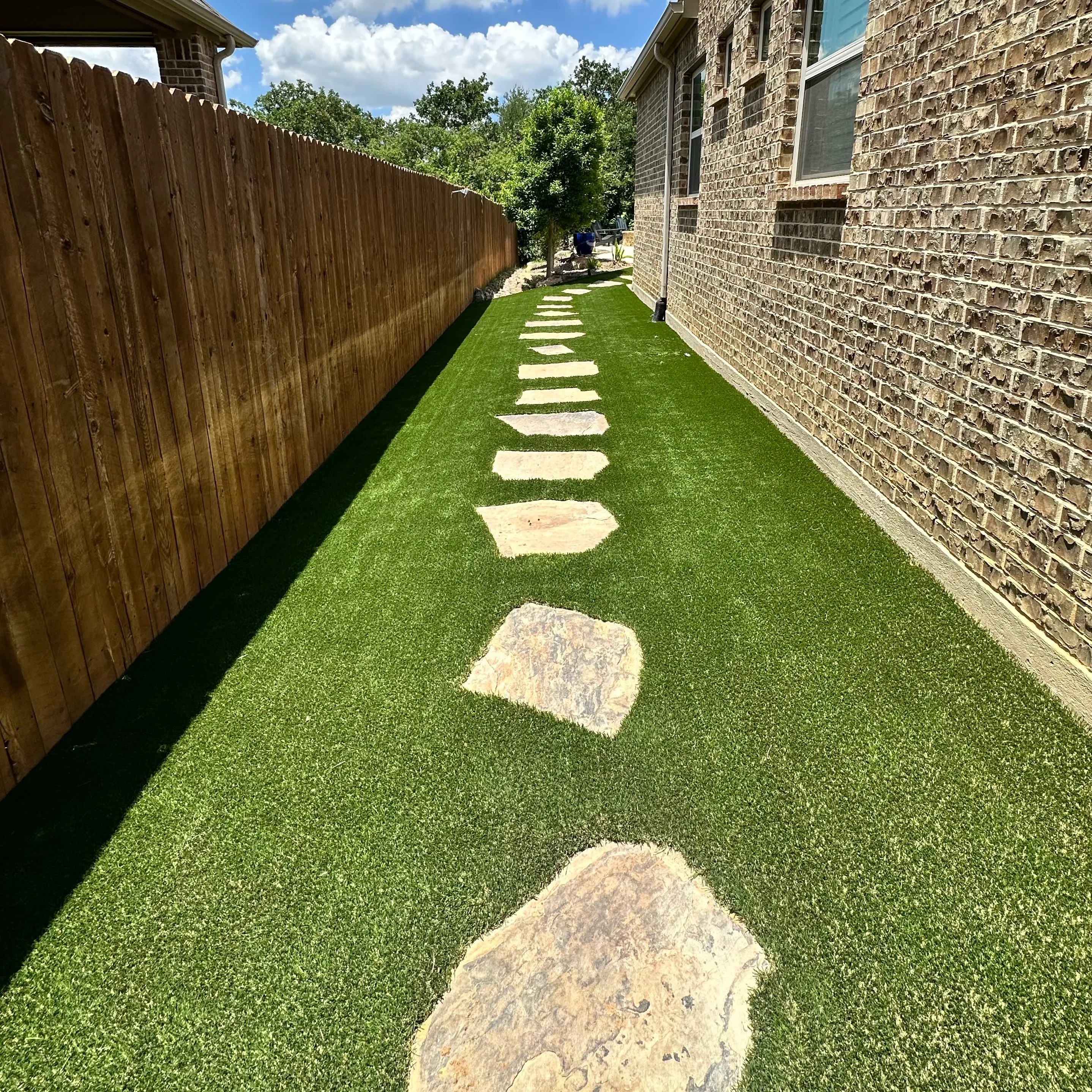 Bearcat artificial turf backyard install in Keller, TX (photo 8)