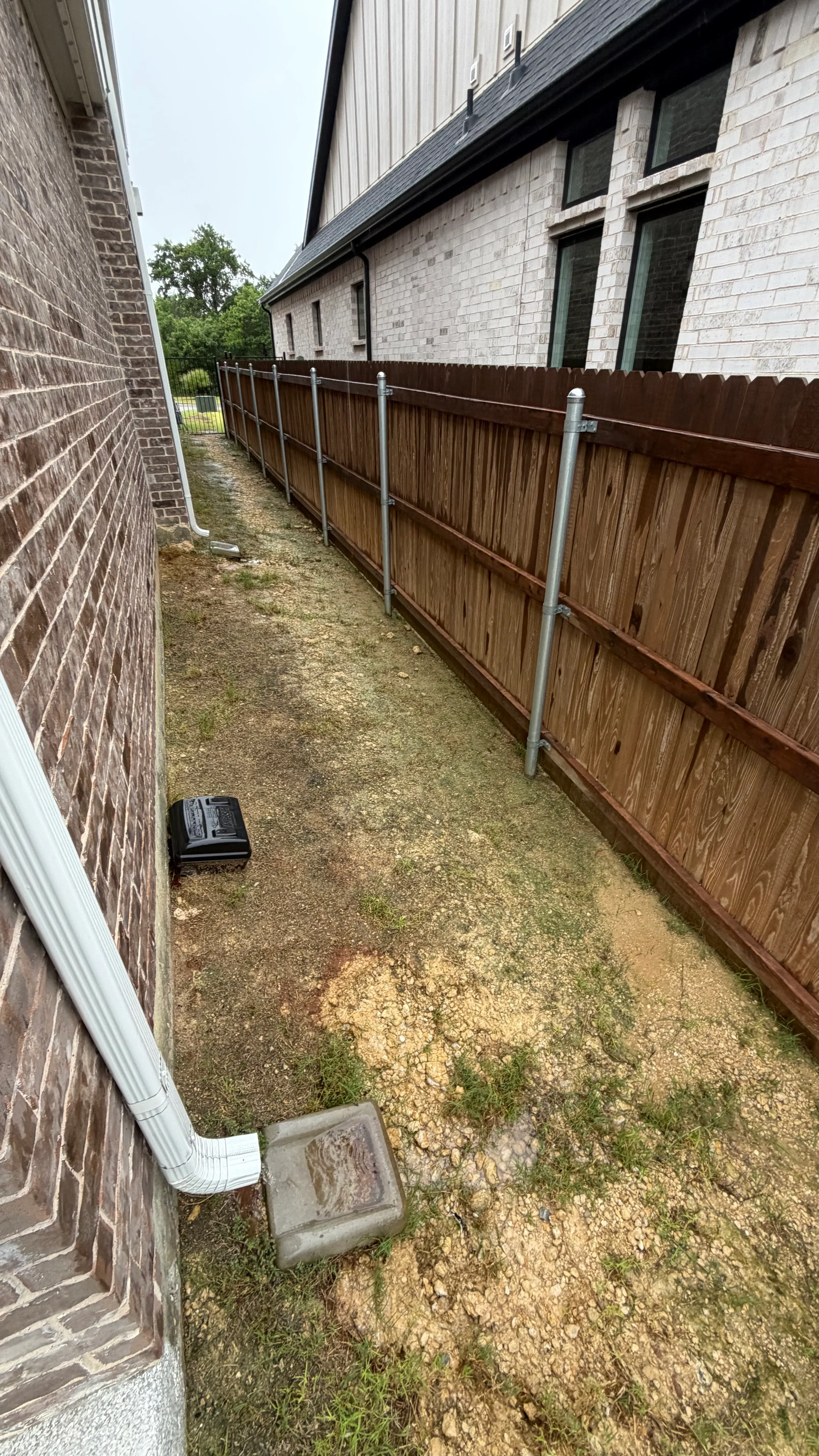 Before 2 — Parks of Aledo full backyard: 2,900 SF of Rymar TriBlend that disappears into the greenbelt