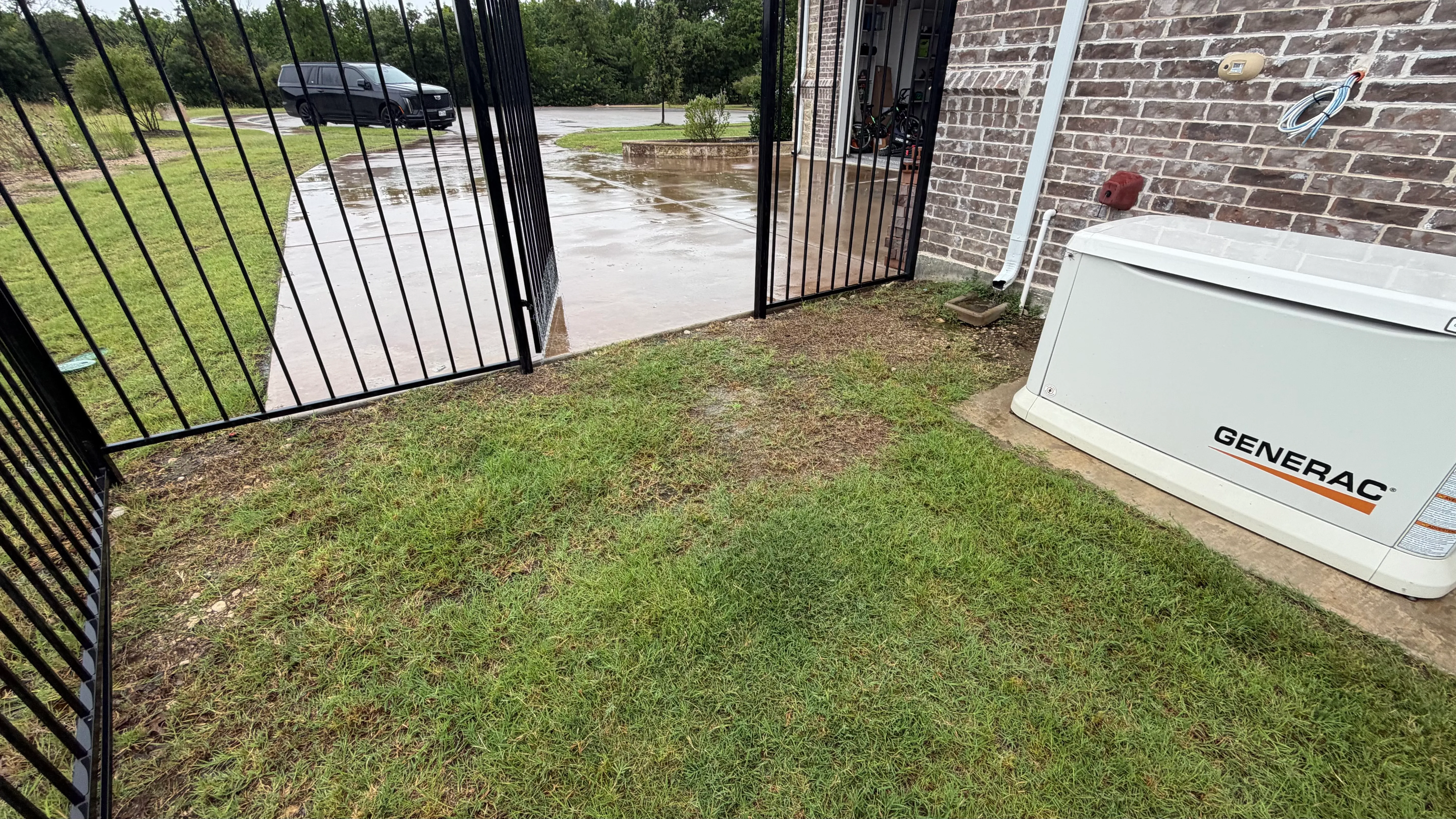 Before 5 — Parks of Aledo full backyard: 2,900 SF of Rymar TriBlend that disappears into the greenbelt