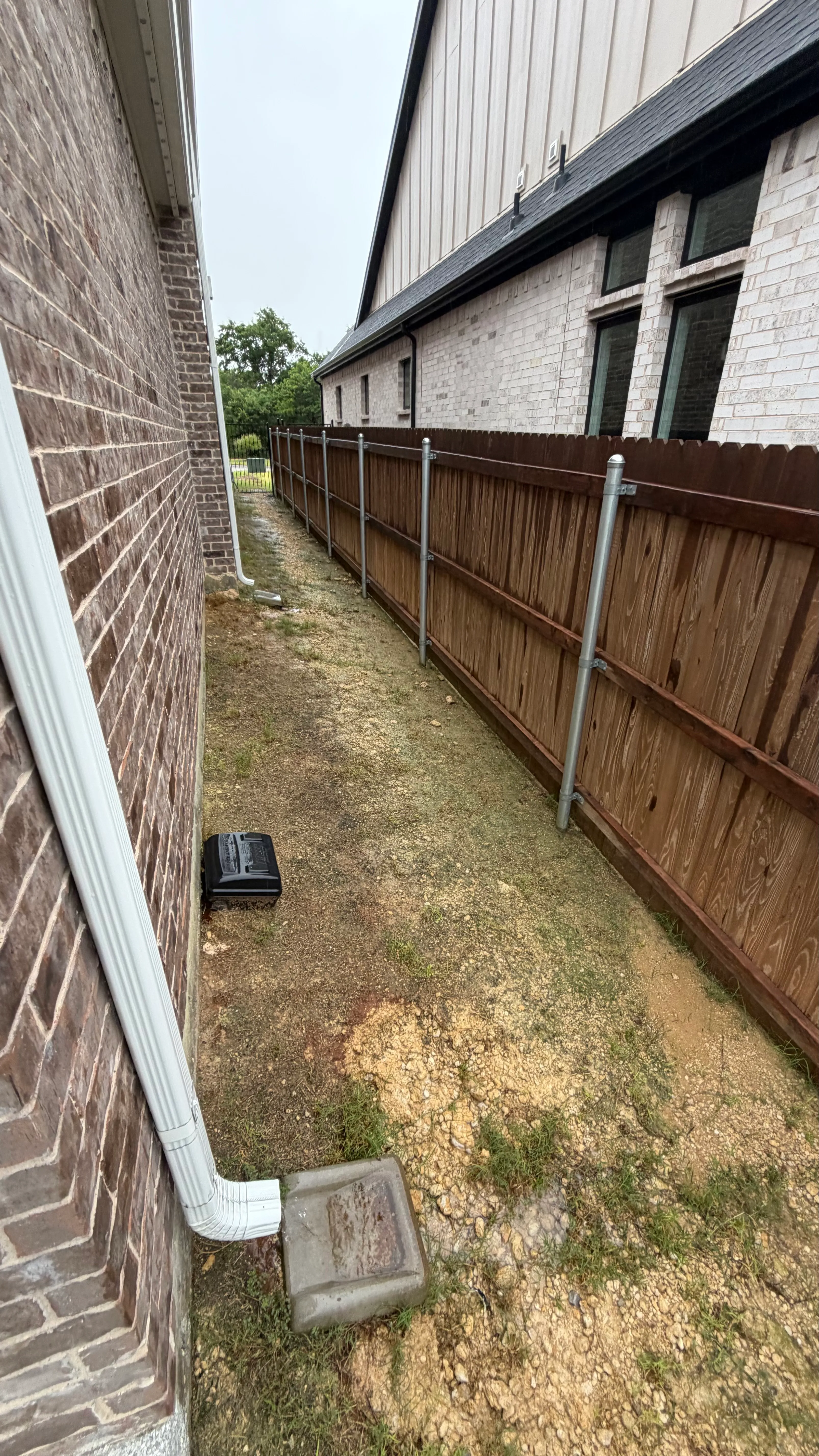 Before 6 — Parks of Aledo full backyard: 2,900 SF of Rymar TriBlend that disappears into the greenbelt