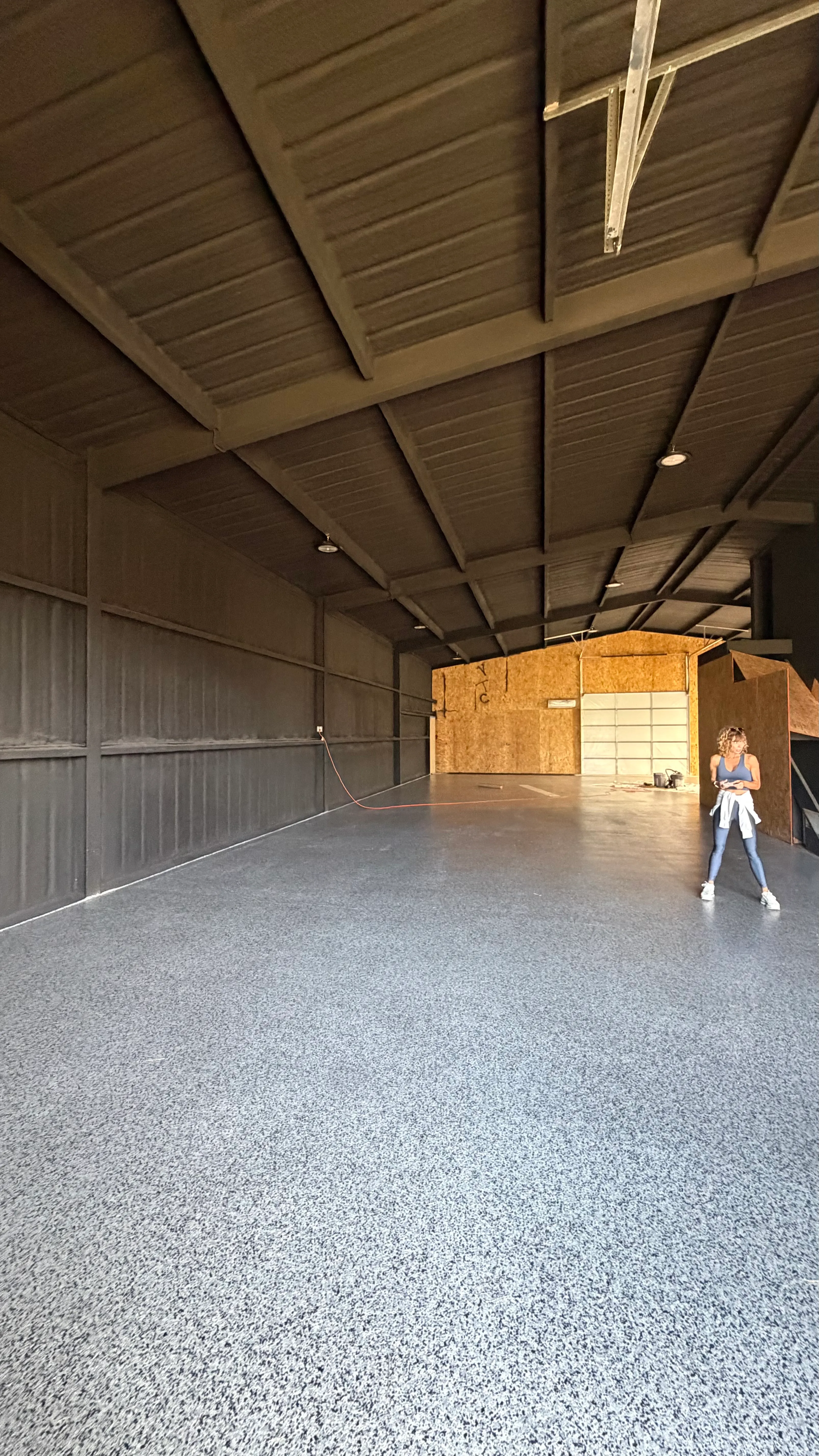 Before 3 — Aledo backyard barn batting cage: 70' full-length retractable Cimarron net, Performance Pro turf, clay batter's box