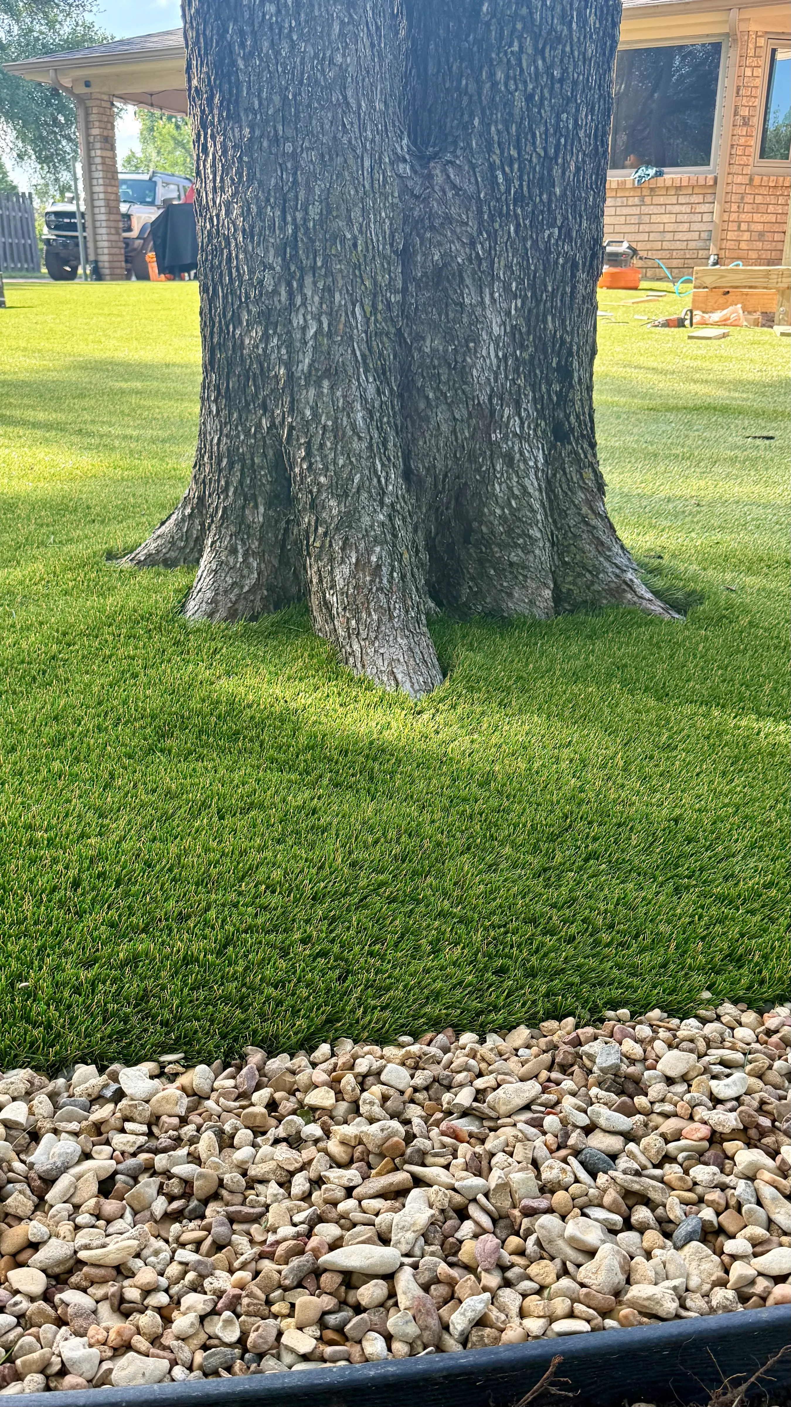 Bearcat artificial turf backyard install in Willow Park, TX (photo 25)
