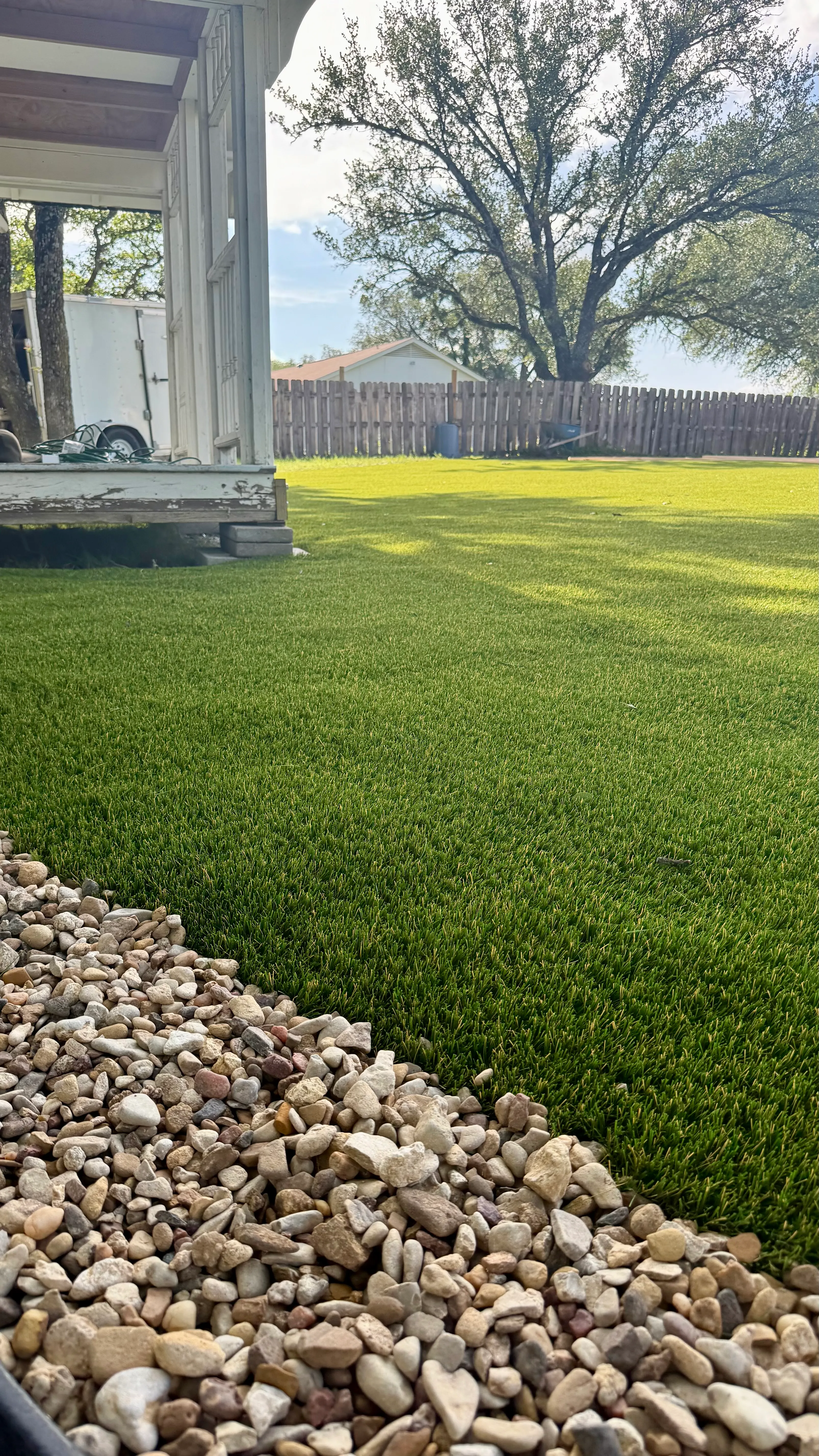 Bearcat artificial turf backyard install in Willow Park, TX (photo 26)