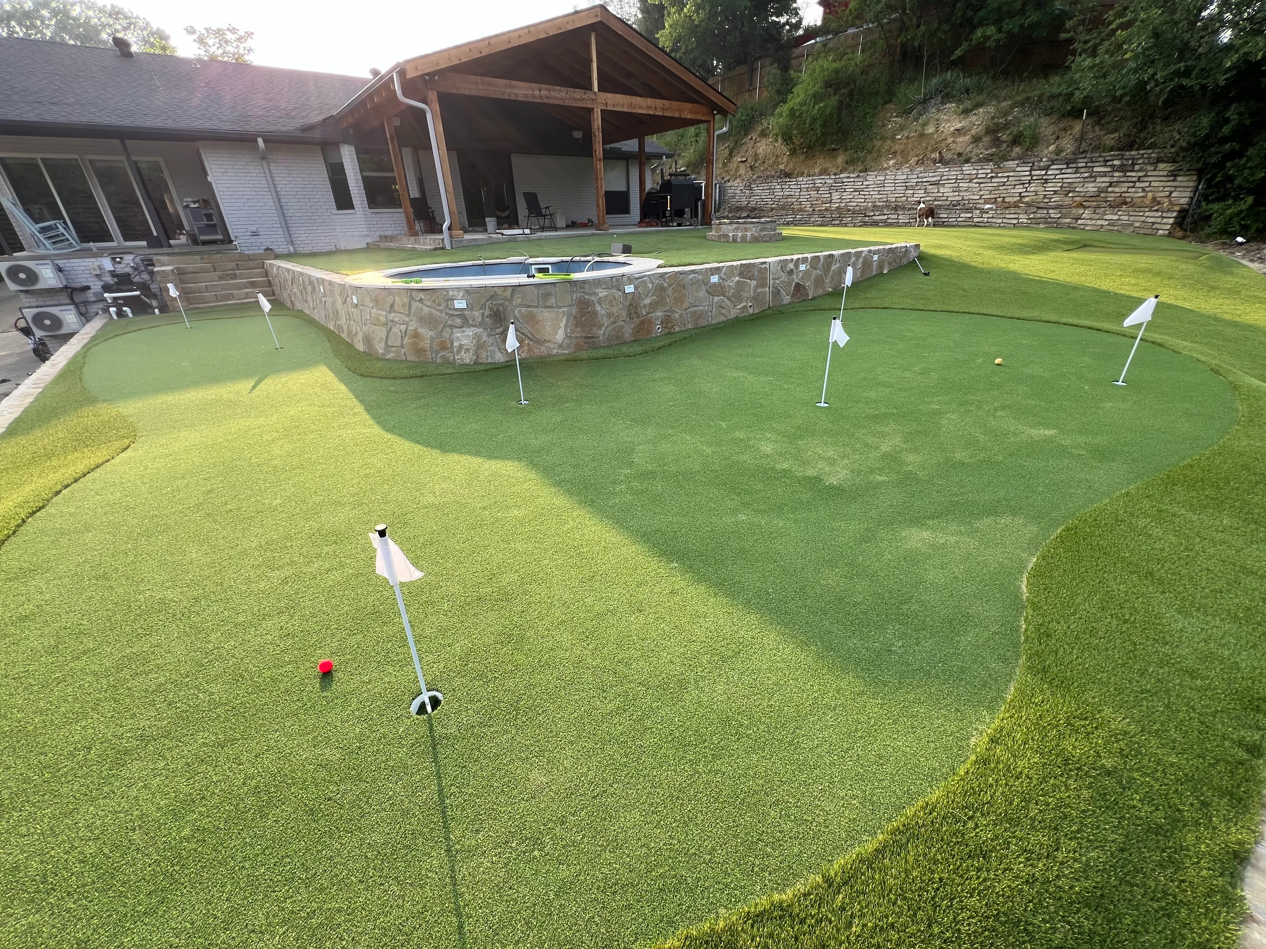 After 13 — Willow Park Multi-Level Putting Green & Pool Surround — On a Golf Course