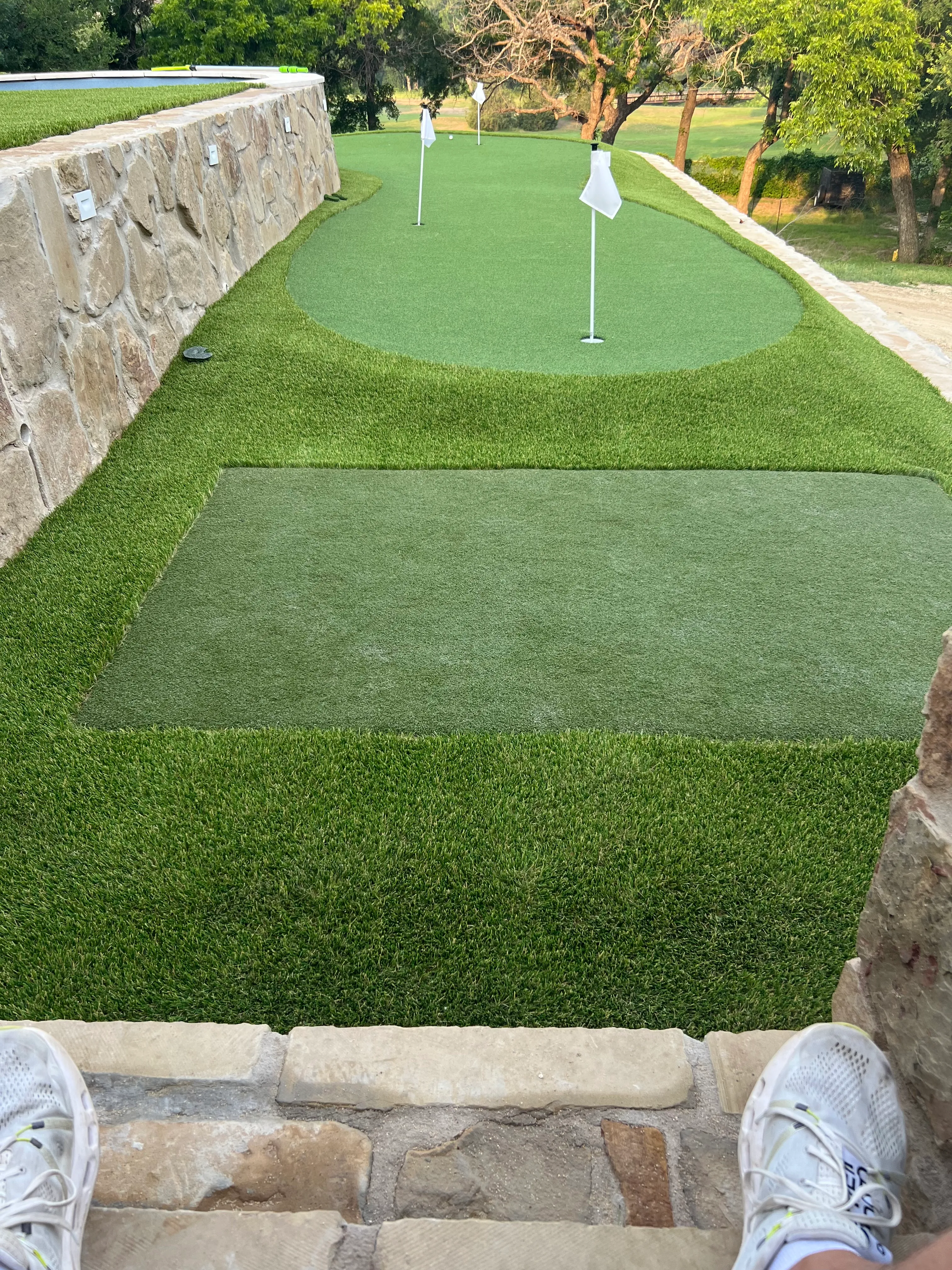 After 14 — Willow Park Multi-Level Putting Green & Pool Surround — On a Golf Course