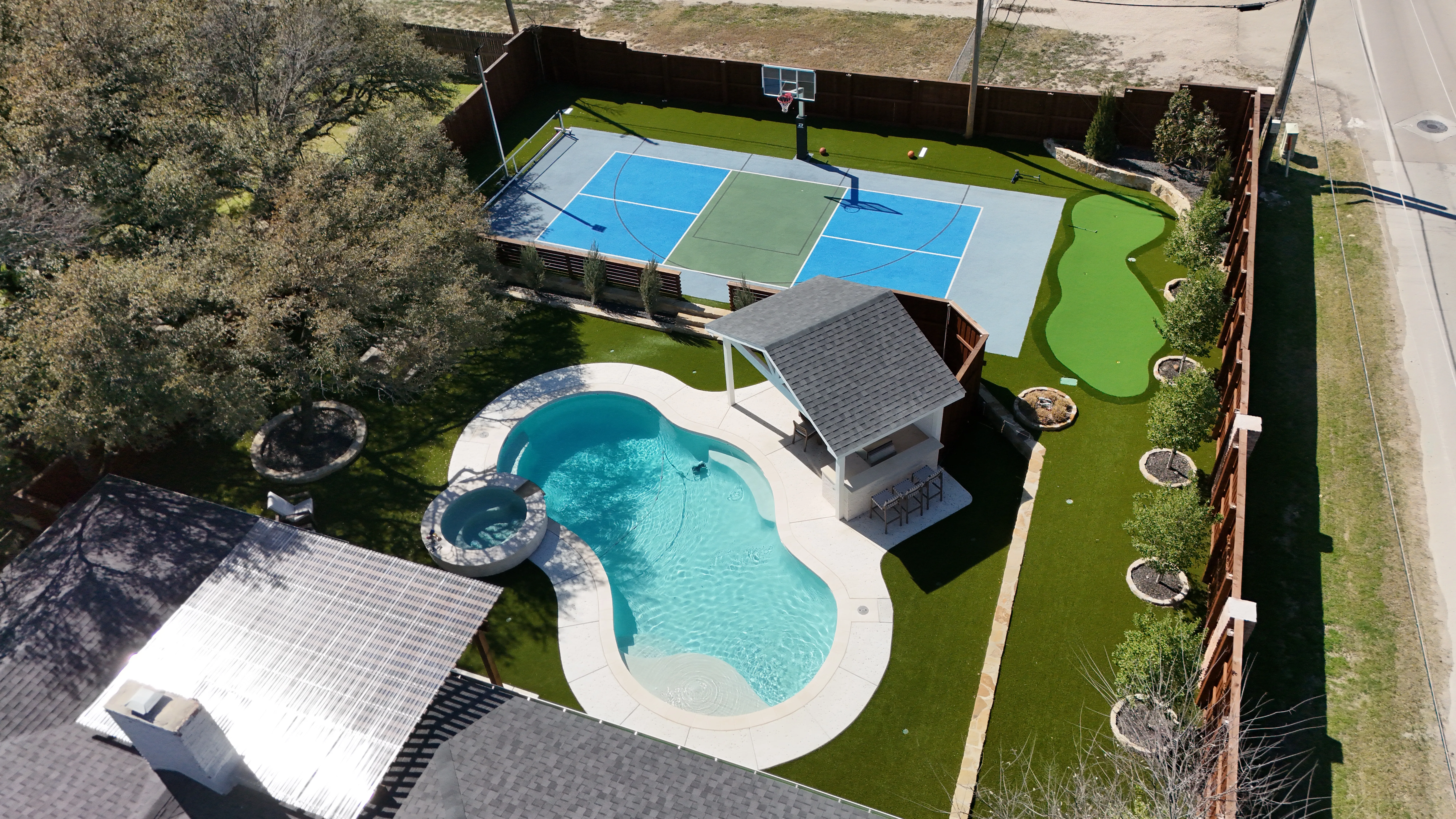 Aerial 7 — Aledo Airbnb-Ready Backyard — 3,000 SF Turf + Putting Green