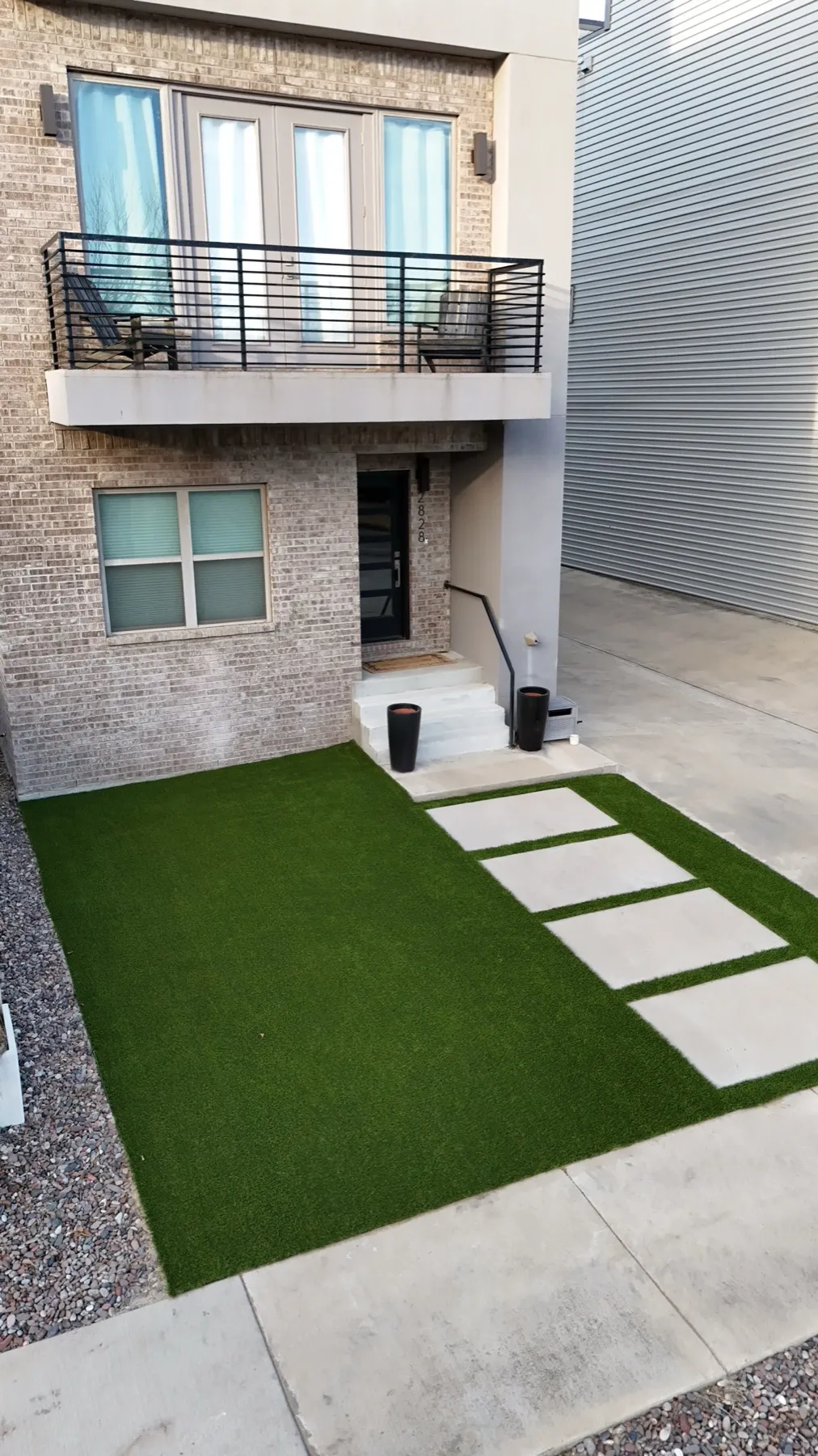 Side-yard artificial turf strip for low-maintenance Fort Worth TX home