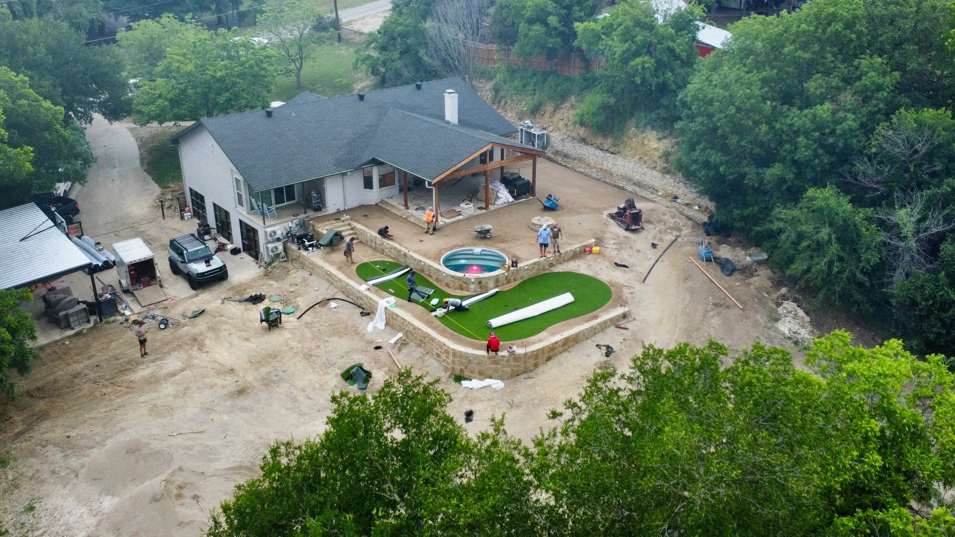 Construction 1 — Willow Park Multi-Level Putting Green & Pool Surround — On a Golf Course