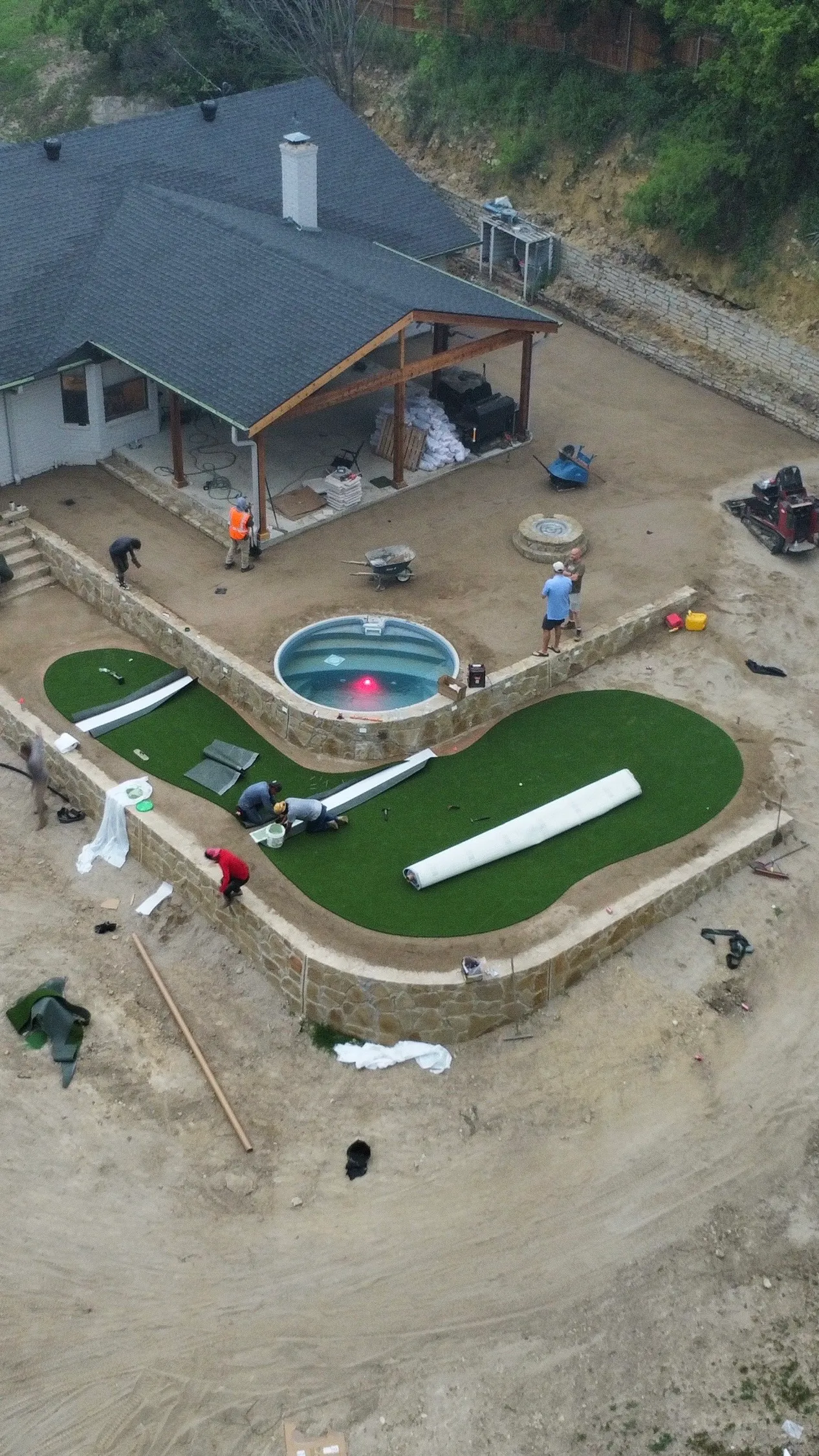 Construction 2 — Willow Park Multi-Level Putting Green & Pool Surround — On a Golf Course