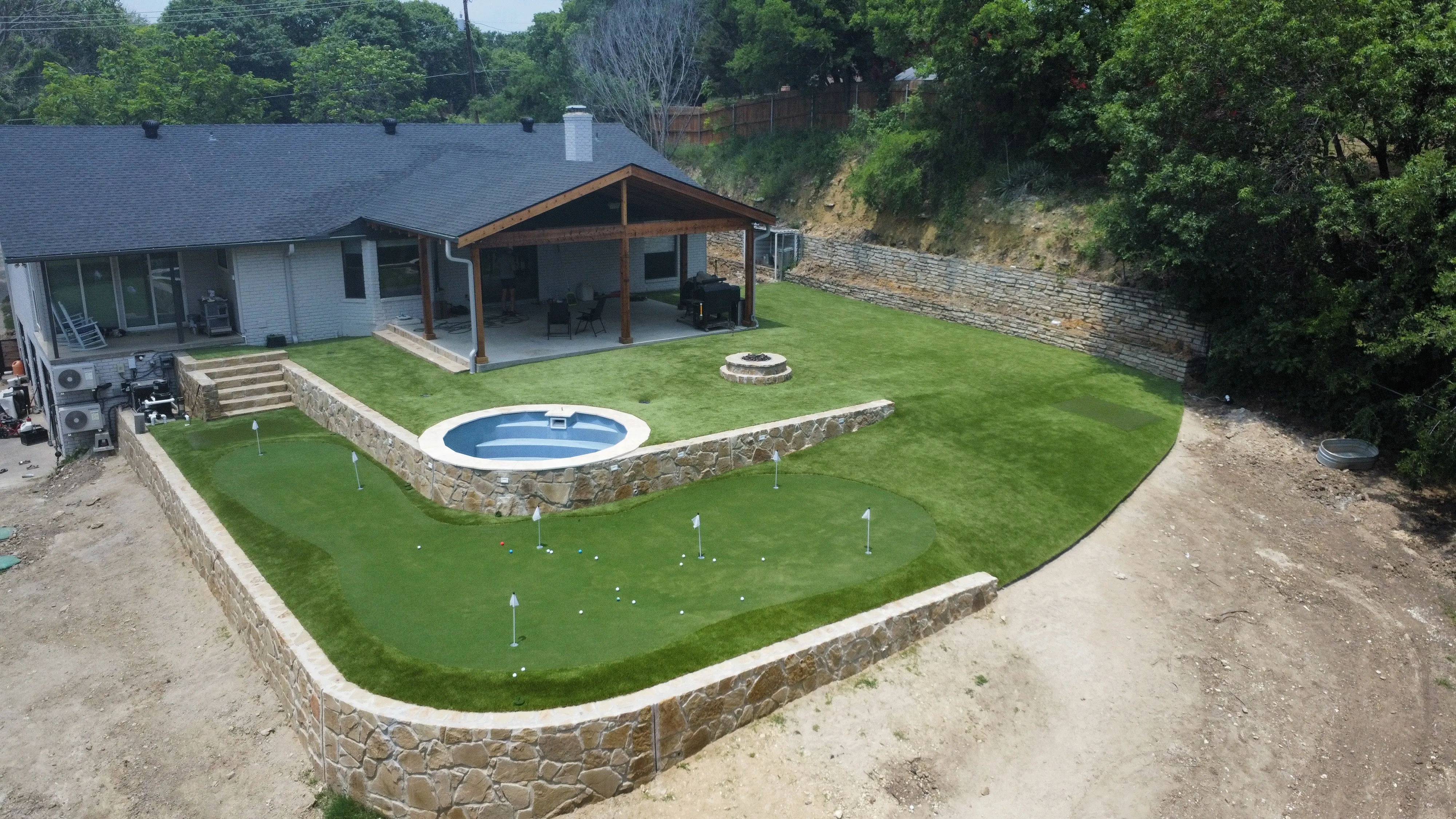 Aerial drone view of a Bearcat artificial turf install in Willow Park, TX (photo 1)