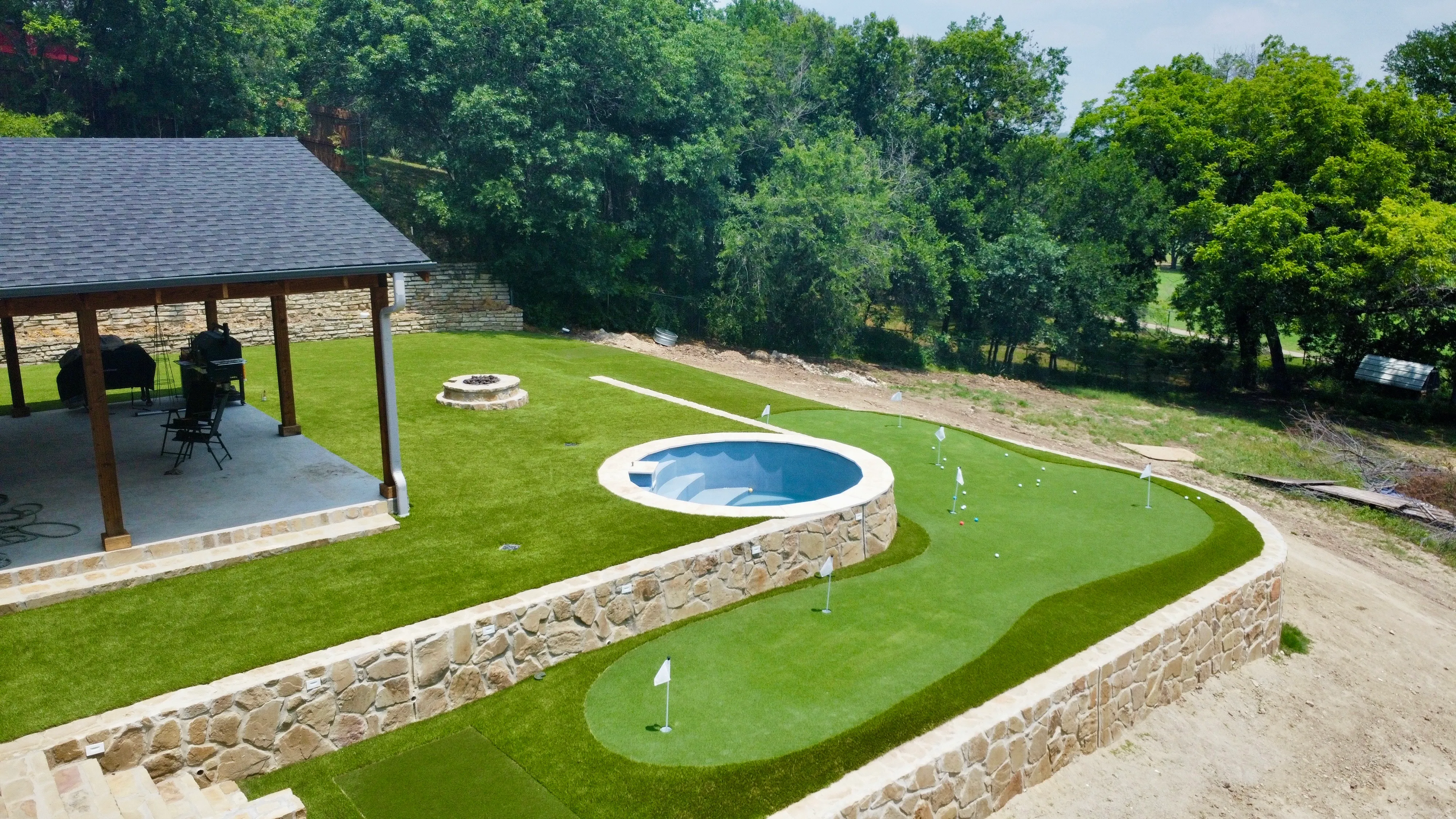 Willow Park Multi-Level Putting Green & Pool Surround — On a Golf Course