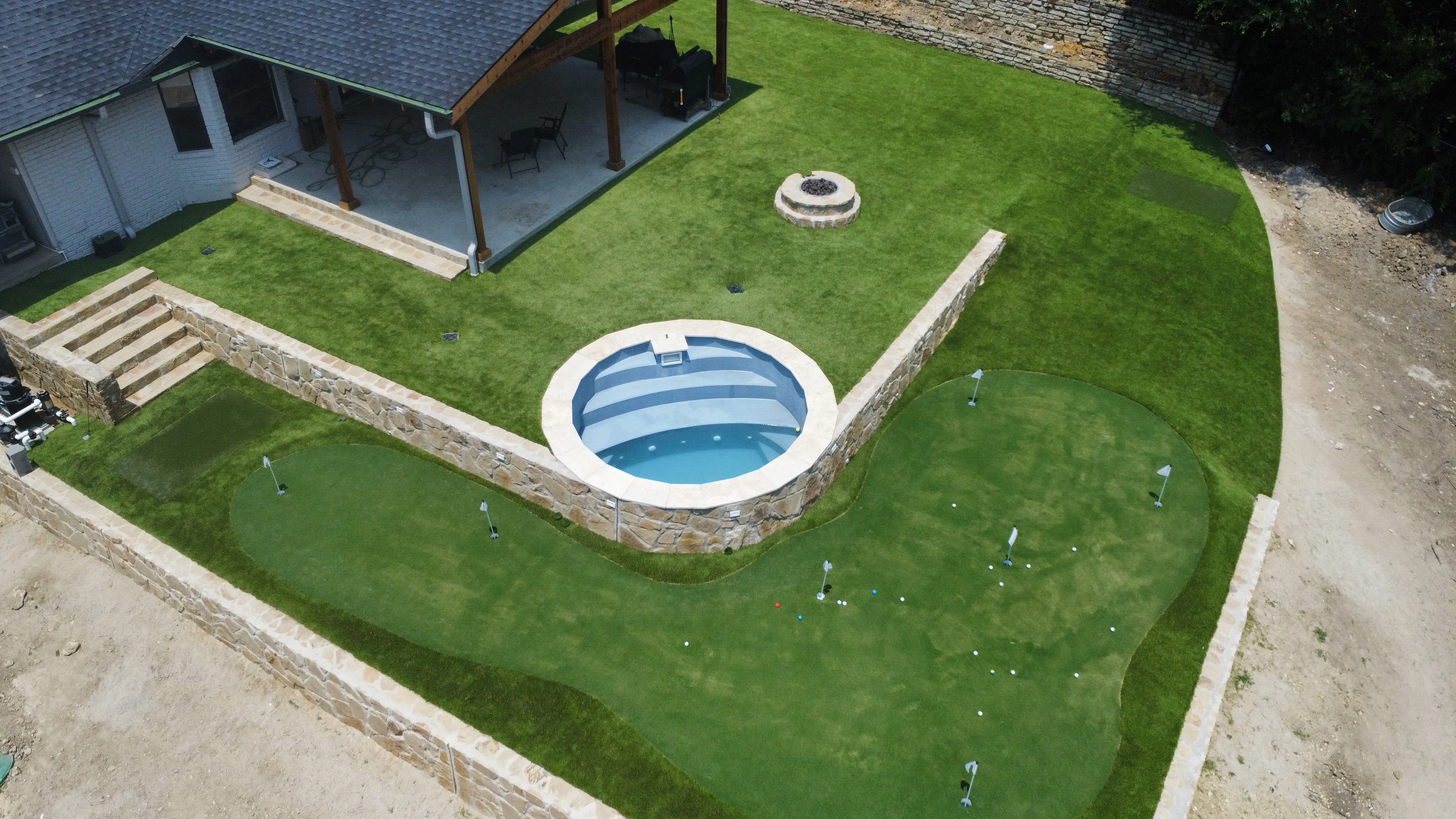 After 4 — Willow Park Multi-Level Putting Green & Pool Surround — On a Golf Course