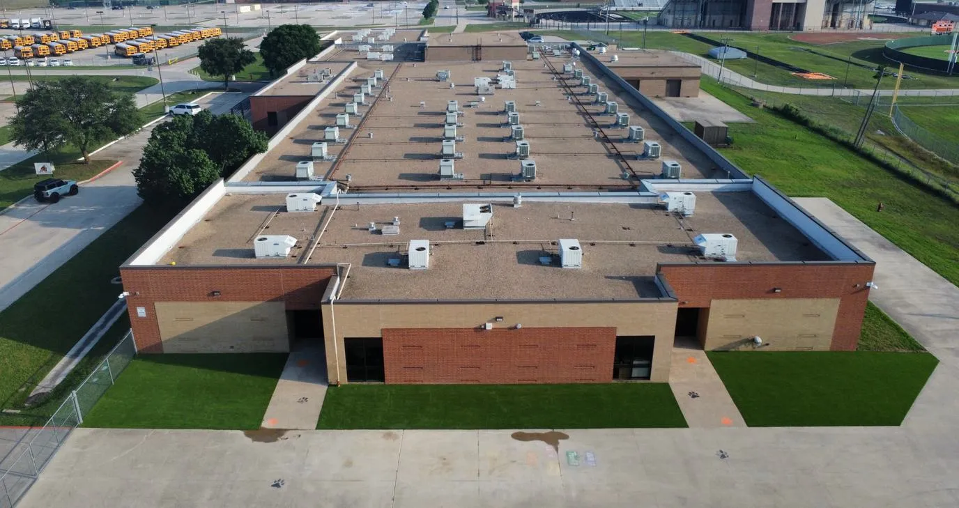 Aerial view of a Bearcat Turf install