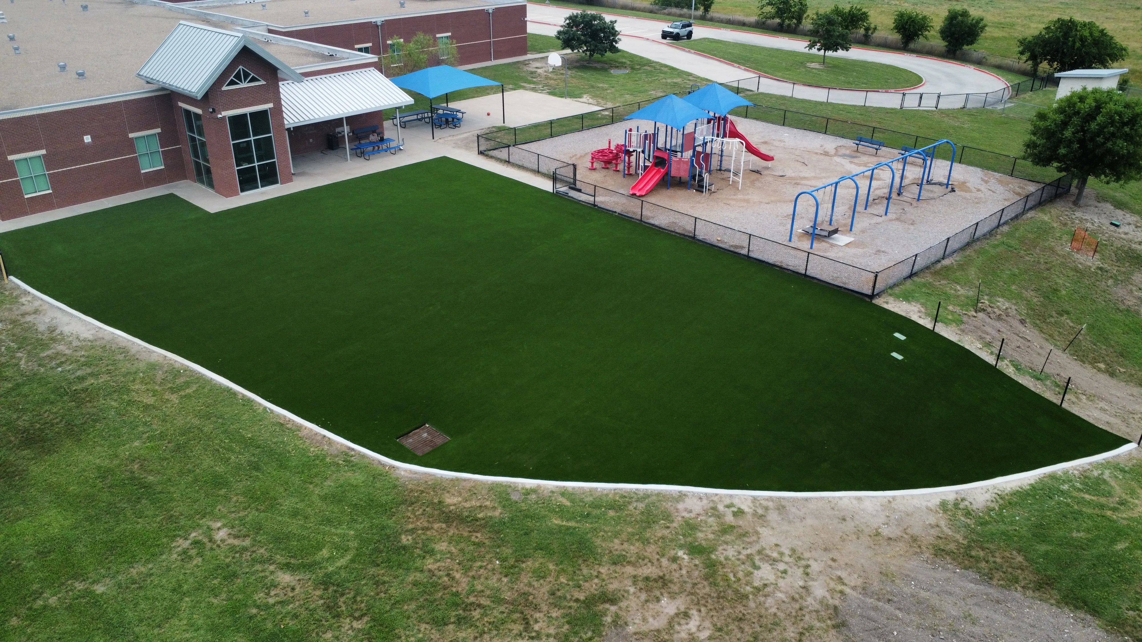 Aerial drone view of a Bearcat artificial turf install in Willow Park, TX (photo 4)