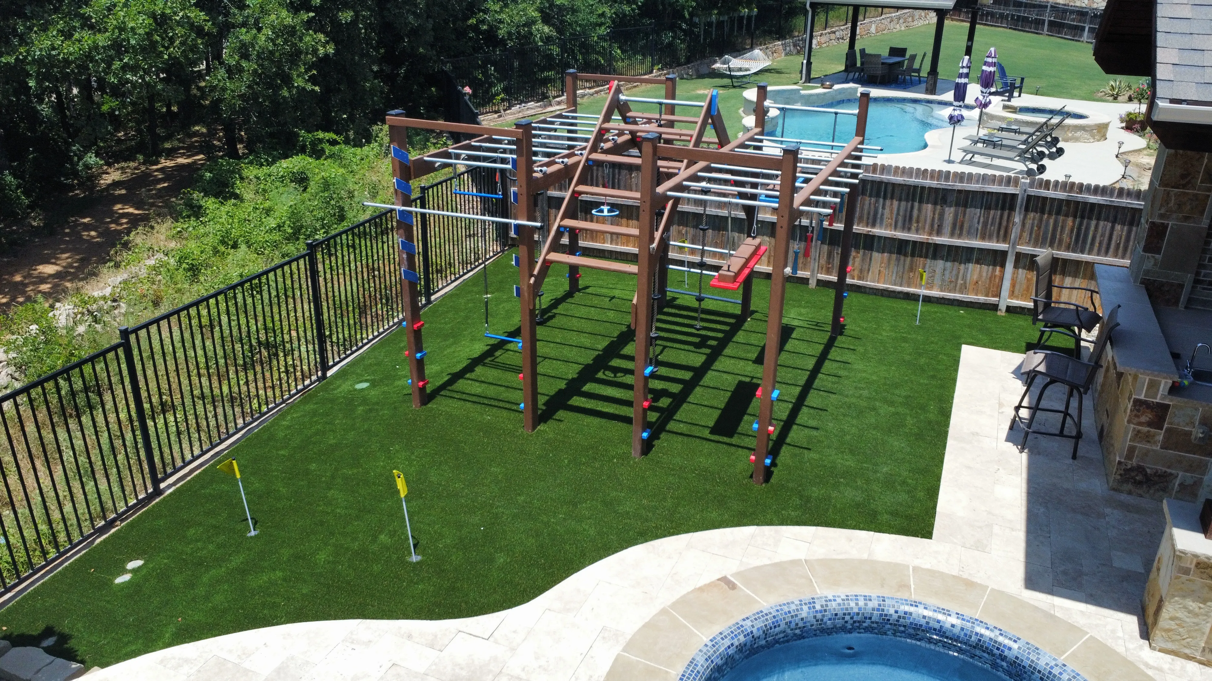 Aerial drone view of a Bearcat artificial turf install in Keller, TX (photo 4)
