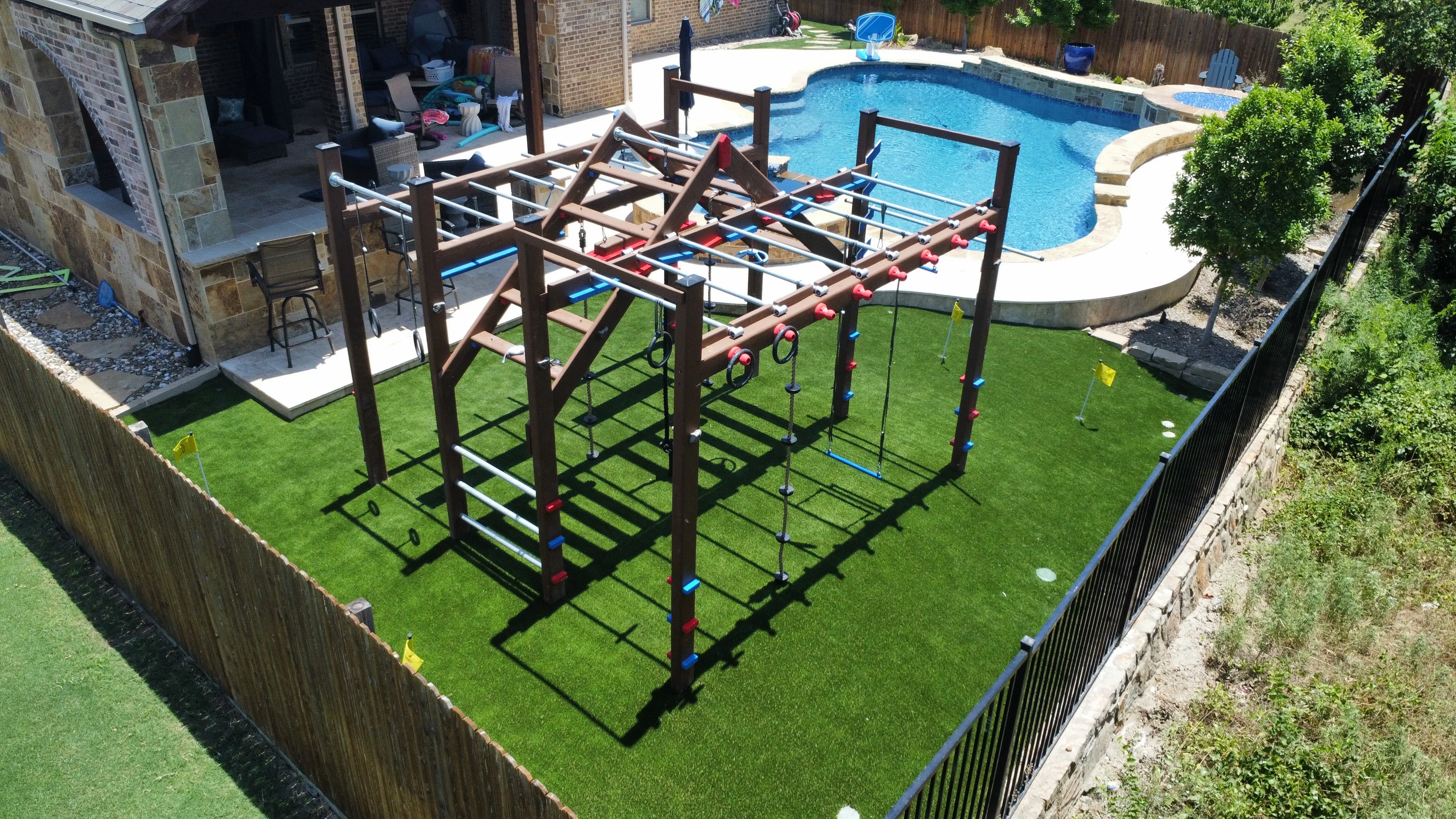Aerial drone view of a Bearcat artificial turf install in Keller, TX (photo 6)