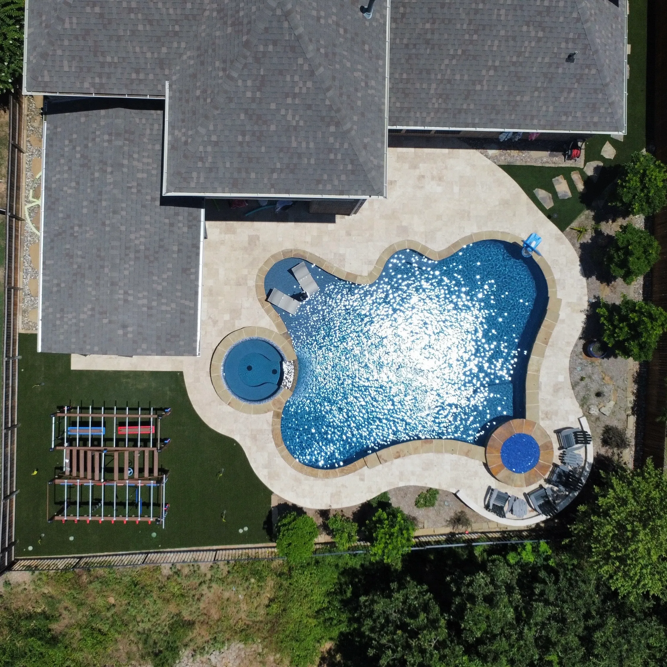 Aerial drone view of a Bearcat artificial turf install in Keller, TX (photo 7)