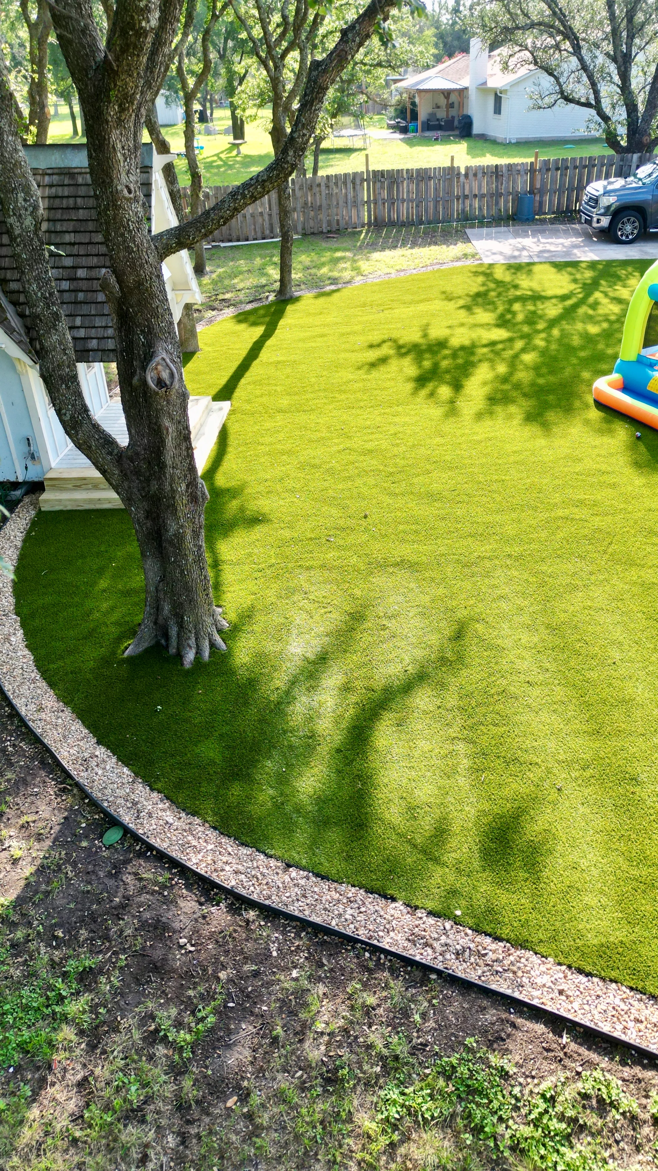 Aerial drone view of a Bearcat artificial turf install in Willow Park, TX (photo 11)