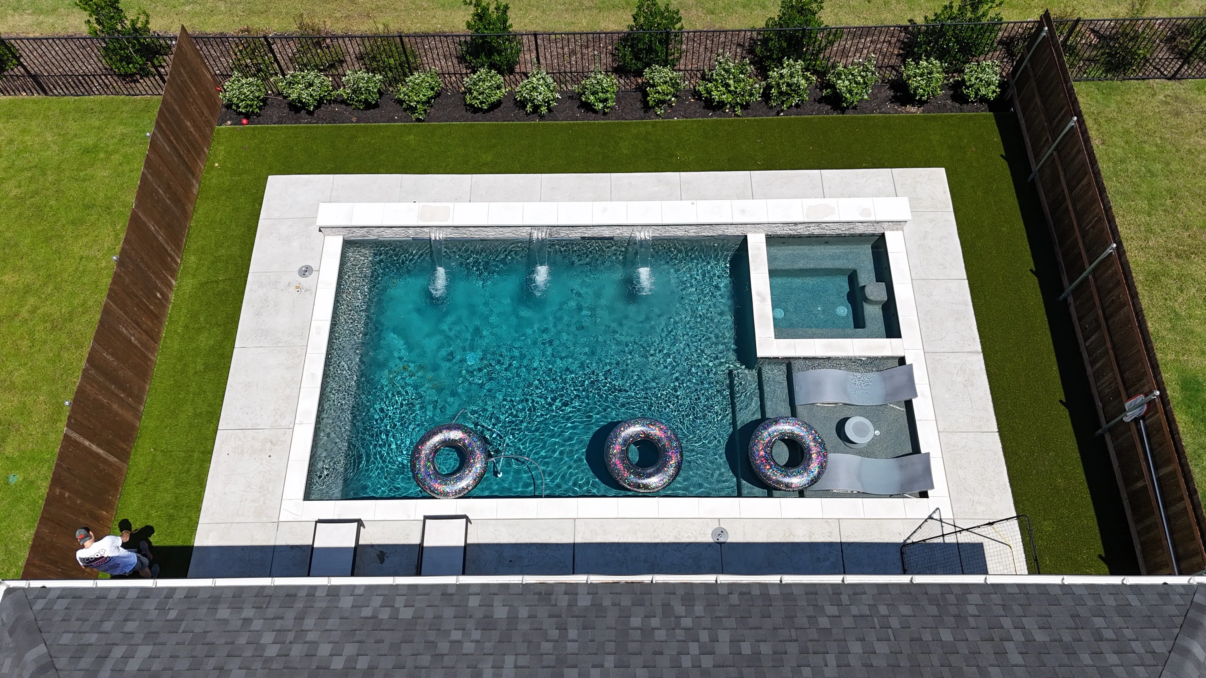 After 5 — Complete backyard upgrade in a DFW master-planned community: 700 SF turf, privacy bushes, fence-line flower bed