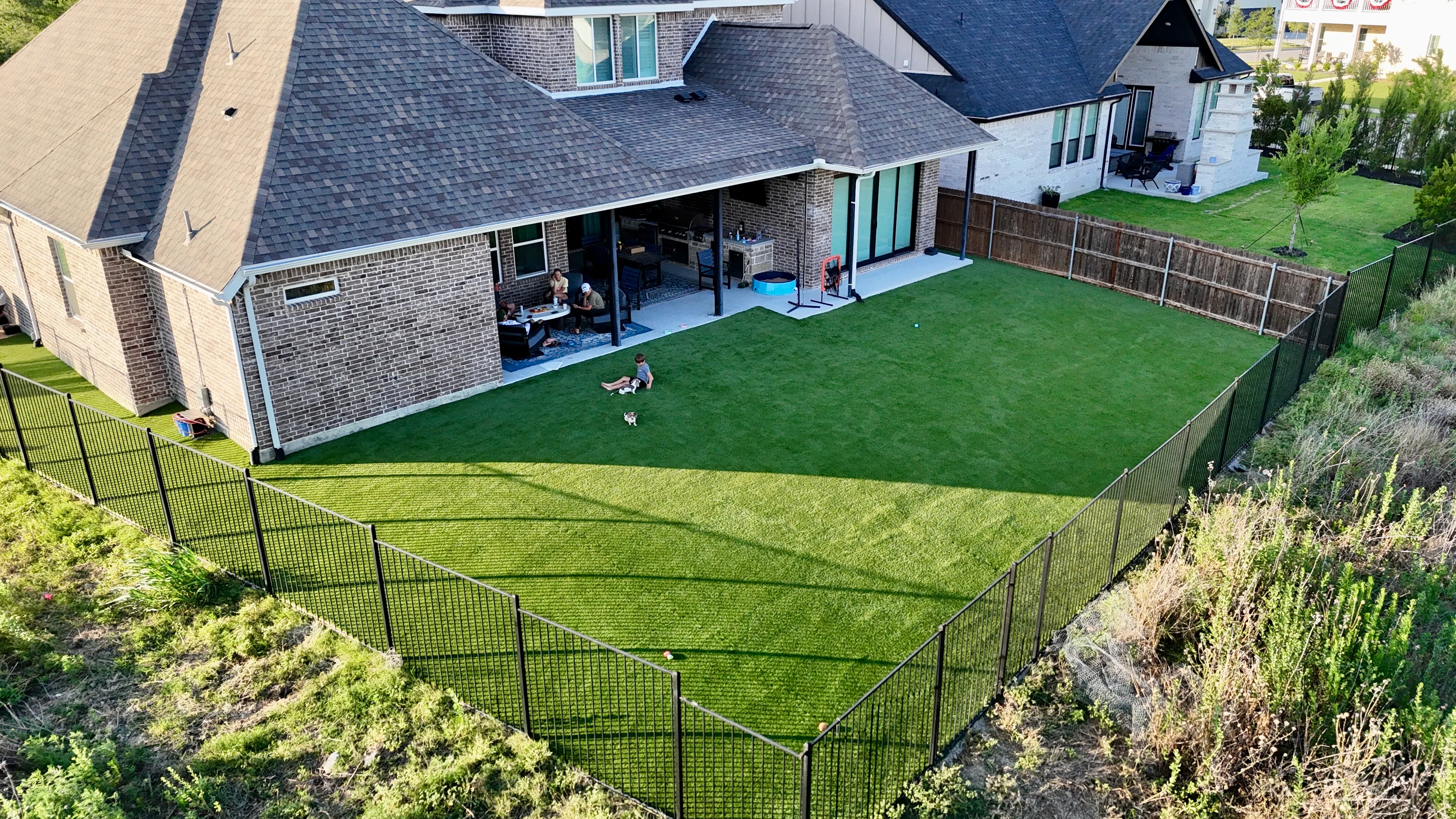 Parks of Aledo full backyard: 2,900 SF of Rymar TriBlend that disappears into the greenbelt