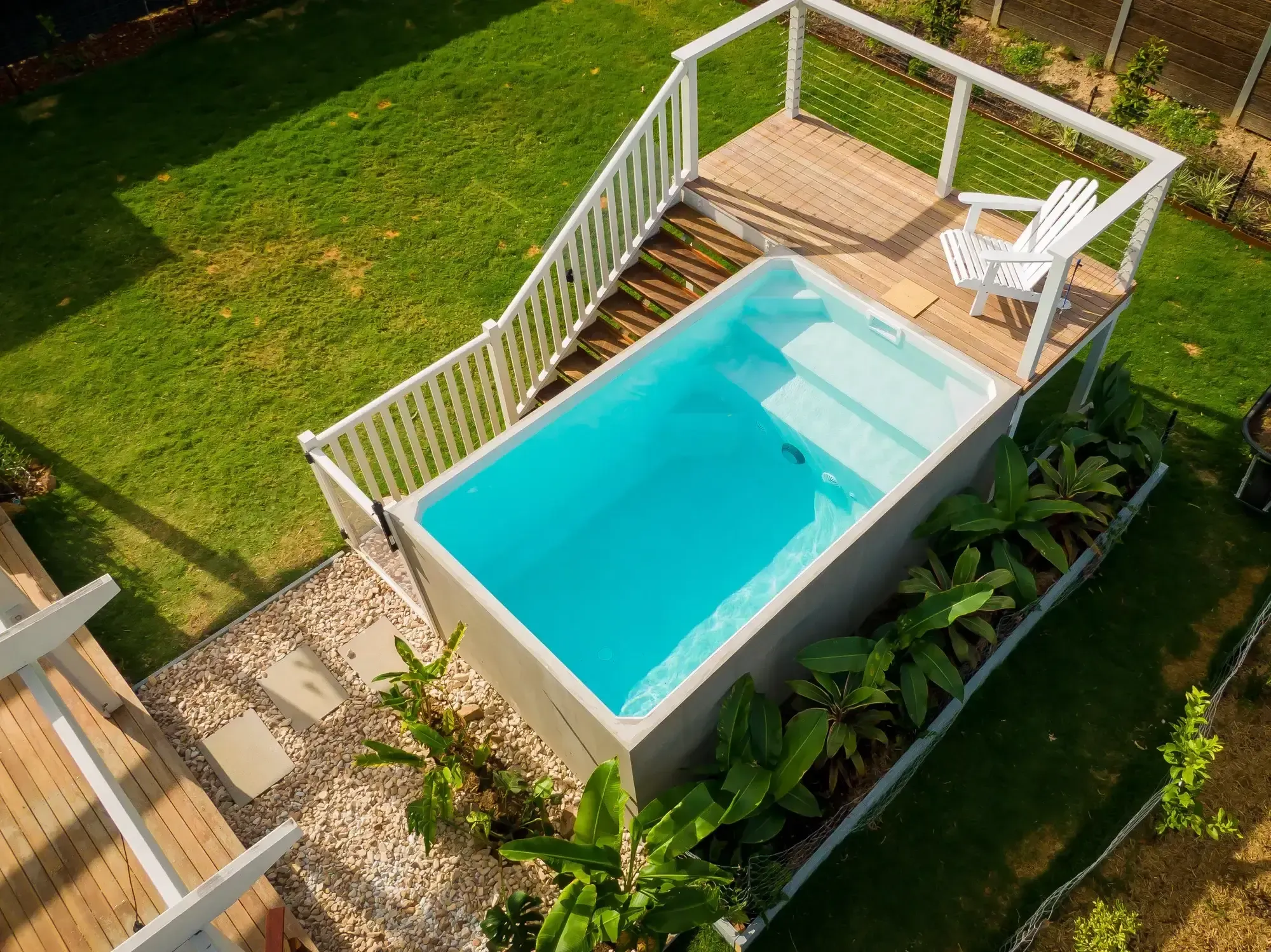 Plungie Original installed in a Texas backyard with deck integration