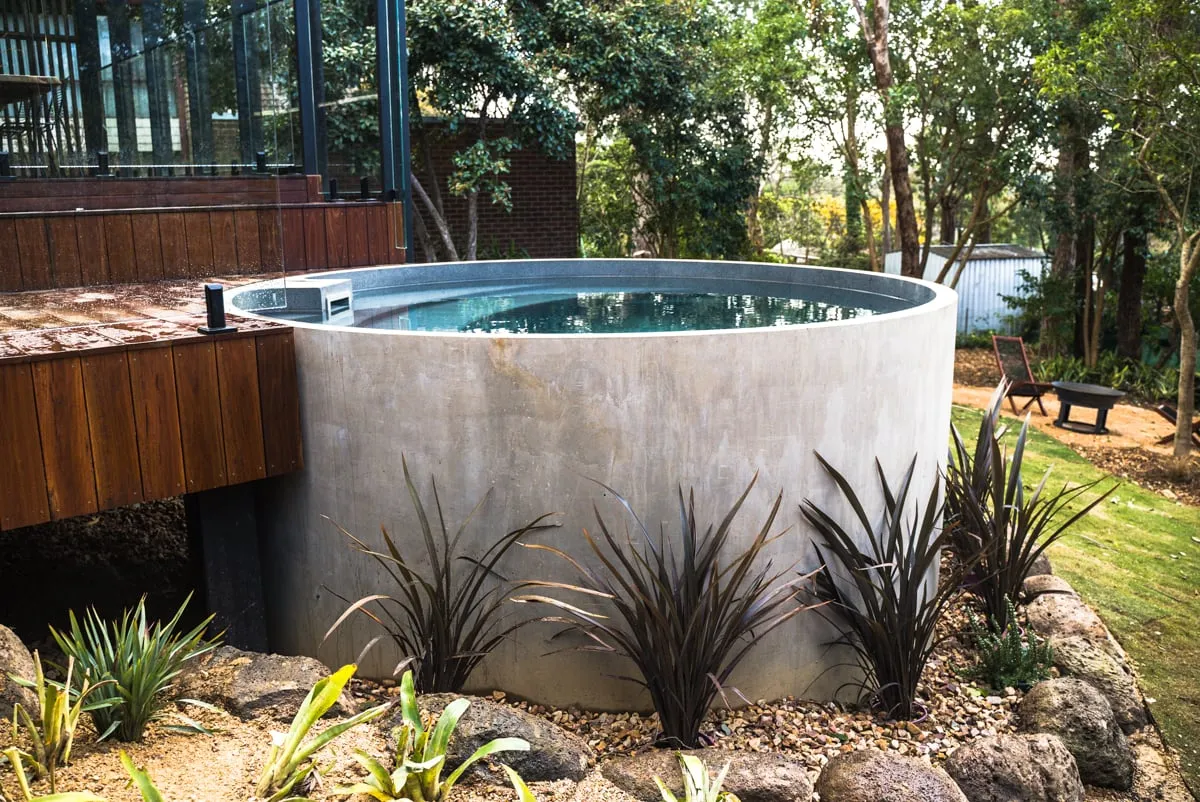 Plungie Studio at a residential courtyard, dusk lighting
